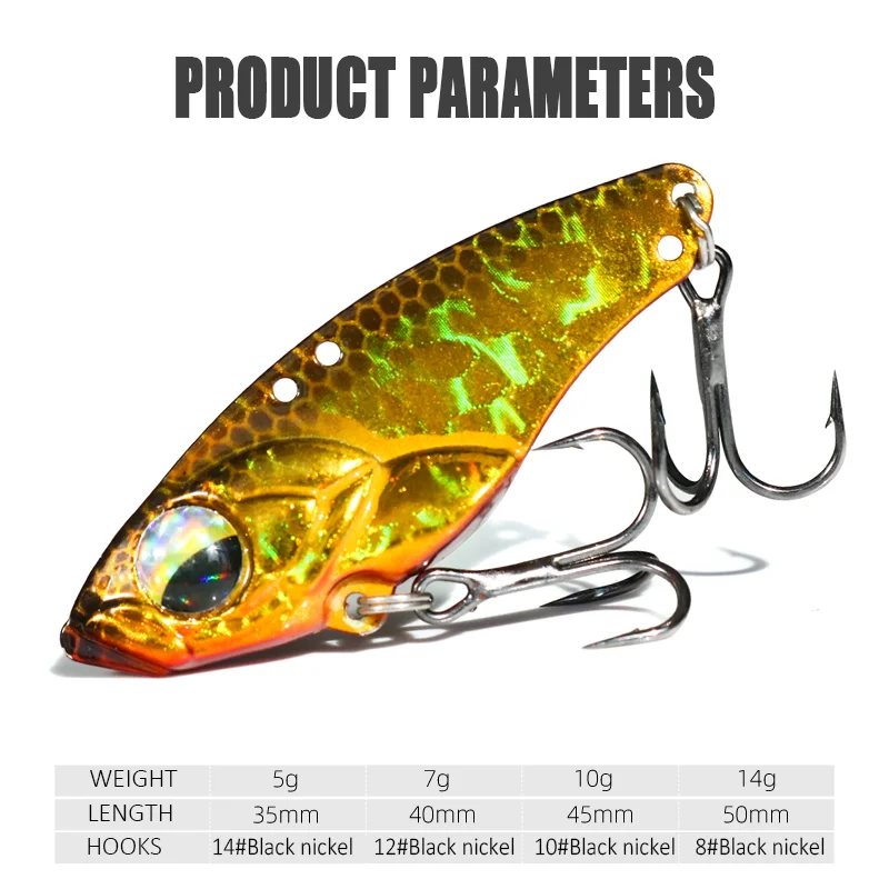 1Pcs Metal VIB Blade Fishing Lure 5g 7g 10g 14g Vibration Spoon Spinner Crankbait Bass Pike Perch Tackle Artificial Bait Tackle