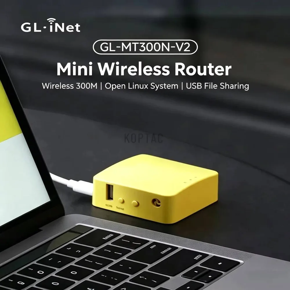 new glinet MT300N-V2 Wireless Repeater Wifi Mini Router 300mbps Micro Usb Power Port  wired gigabit dual port network with 128MB