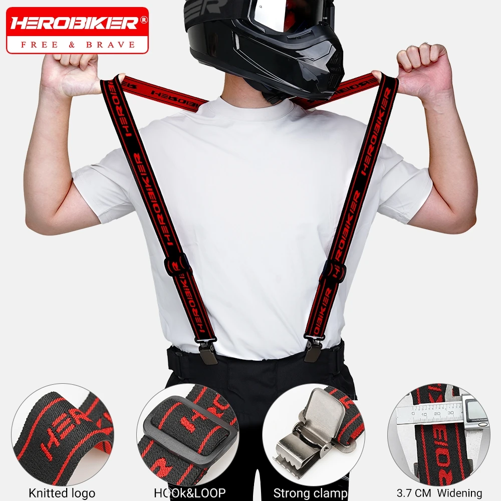 Motocross Pants Suspenders High Elastic Adjustable Y Back Suspender Straps  Motorcycle Duty Braces Pant Suspenders
