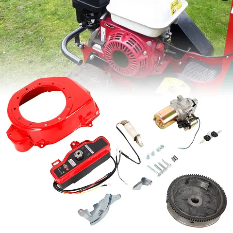 Electric Start Kit 5.5 / 6.5Hp Engine Starter 4 Stroke Ignition Kit Chicken Stick Engine Starter Flywheel For GX160 GX200
