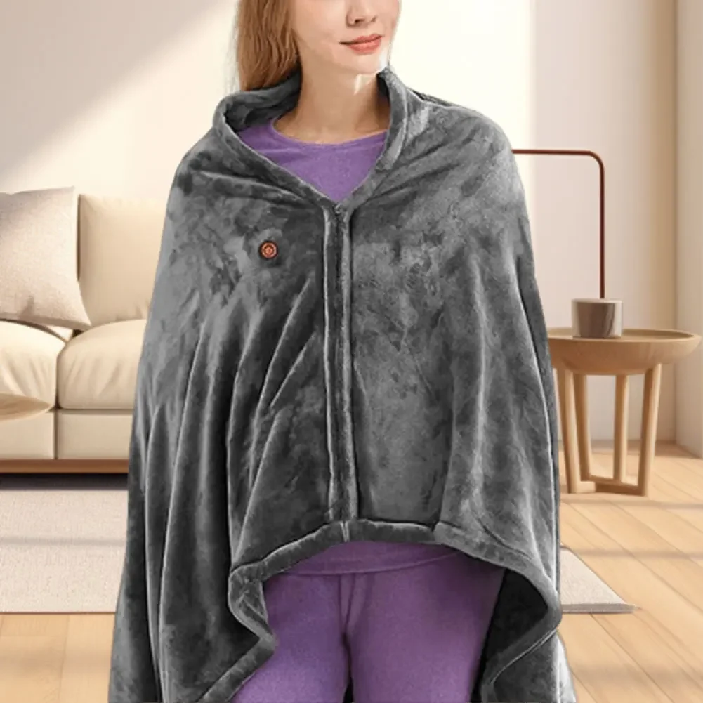 USB Electric Heated Blanket 3 Heating Levels Fleece Heated Blanket Wearable Body Warmer Blanket Quickly Heated Cape Pad