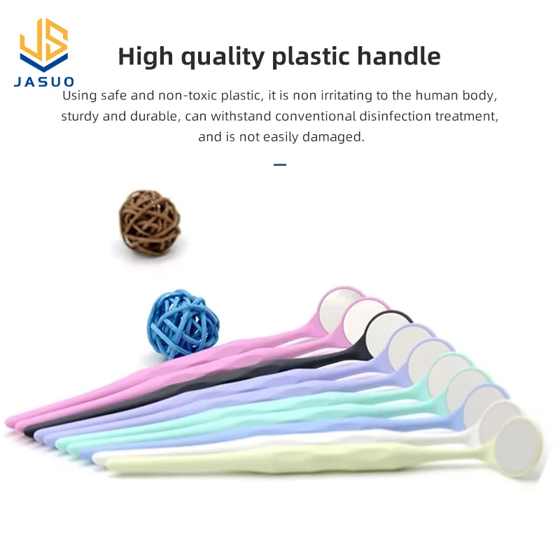 10pcs/Box Dental Double Sided Mouth Mirrors Autoclavable Surface Exam Reflectors With Handle Random Colors Oral Tooth Whitening