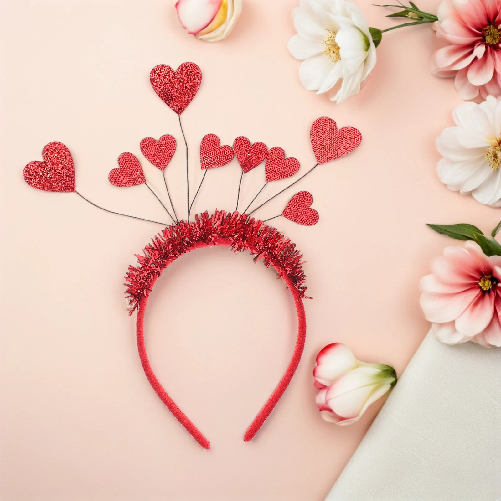 عصابة رأس مصممة بشكل لطيف على شكل حب لعيد الحب، إكسسوار أزياء لحفلات الزفاف للنساء