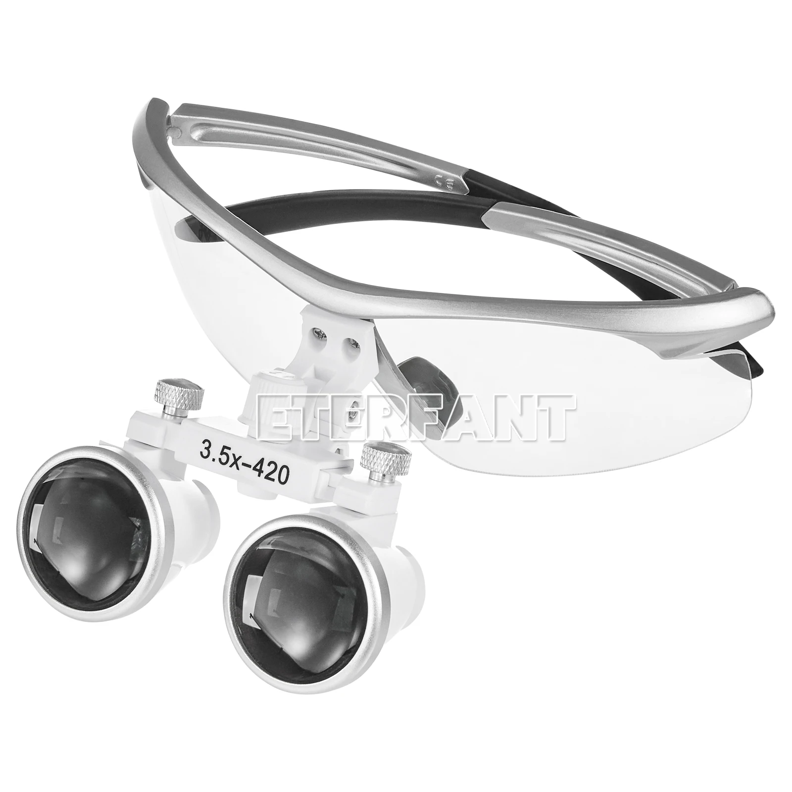 ETERFANT Dental Surgical Binocular Loupes Glasses Optical Lens Magnifier 3.5X-420mm Silver