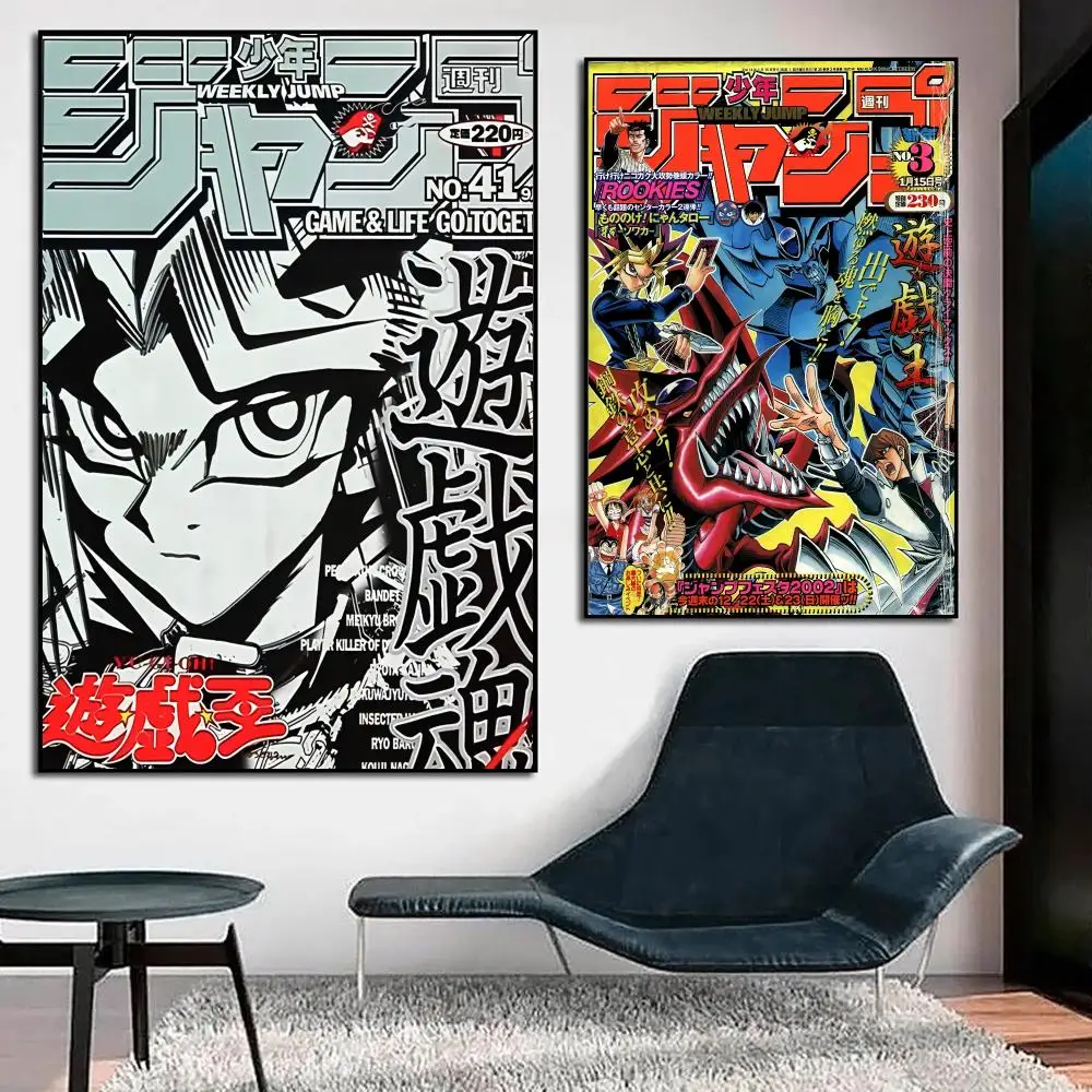 Anime Y-yu-Gi-Oh Poster Durable Waterproof Aesthetic Stickers Wall Art HD  for Office Bedroom Bar  Coffee Home Decor