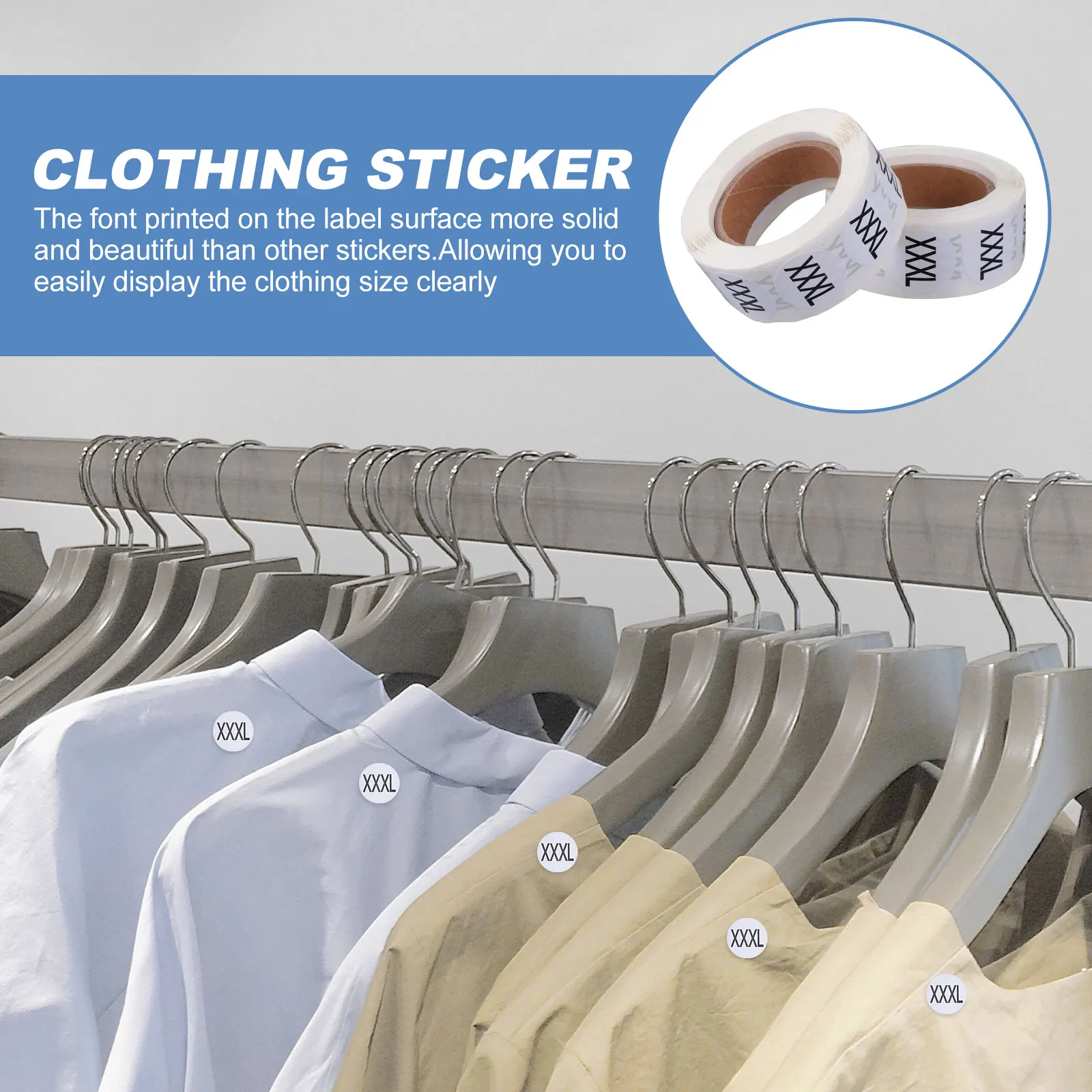 

2 Rolls Round Clothing Size Stickers Multi-functional Paper Practical Labels Various Sizes Gloves Hats T-shirts Sweaters Coats