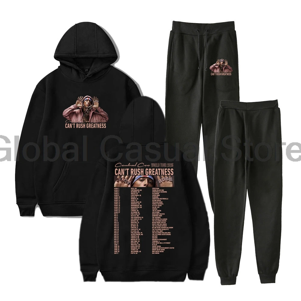 

Central Cee Can't Rush Greatness World Tour Hoodies Jogger Pants Two Piece Set Sweatshirts+Sweatpants Women Men's Set