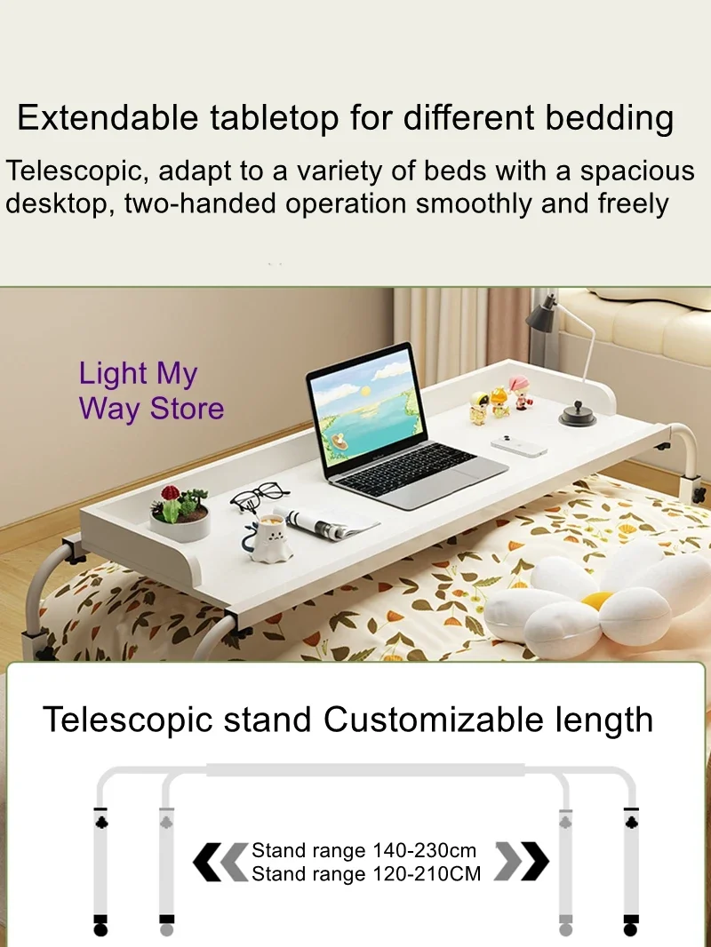 Cross-bed table for home  computer desk bedroom bedside use bed table movable desk lazy people lift bed end table