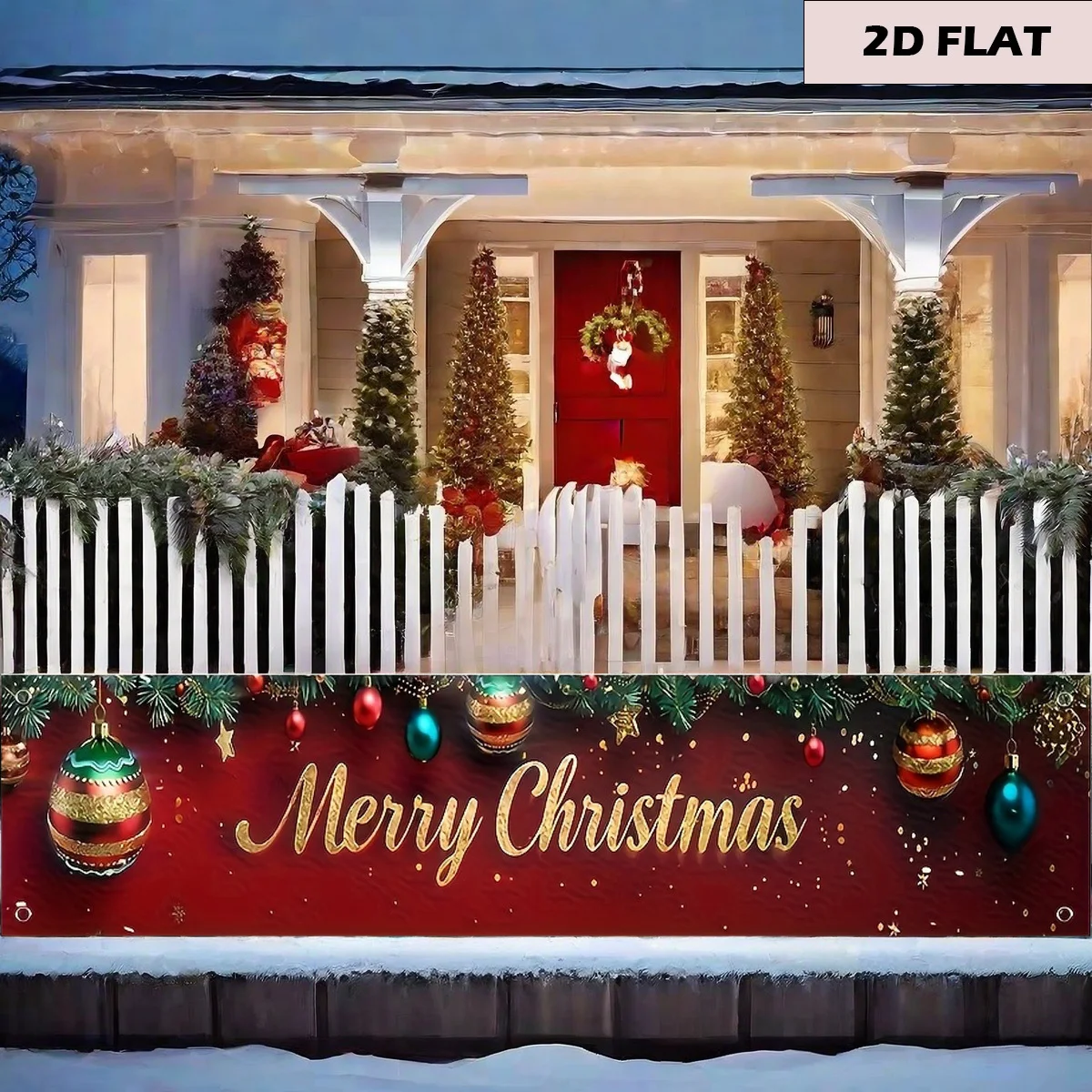 

1pc Merry Christmas Banner - Festive Holiday Party Sign with Snowflakes, "Merry Christmas" , 50x300cm Polyester Christmas Decor