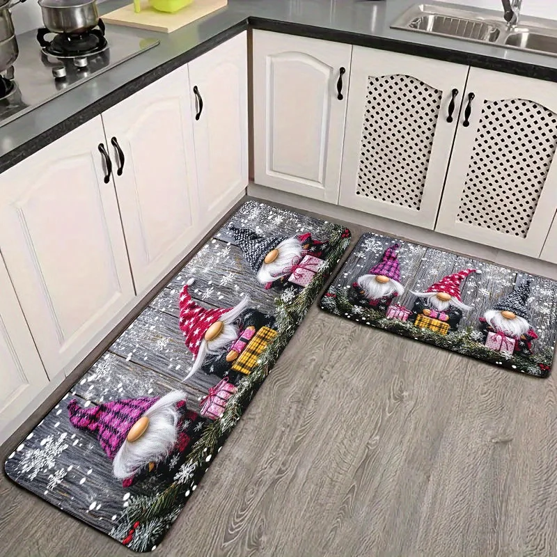 VIKAMA Christmas Carpet Kitchen Rug 3pc Carpet Soft Winter Carpet Doormat Welcome Mat Living Room Carpet Rug For Bedroom Home De