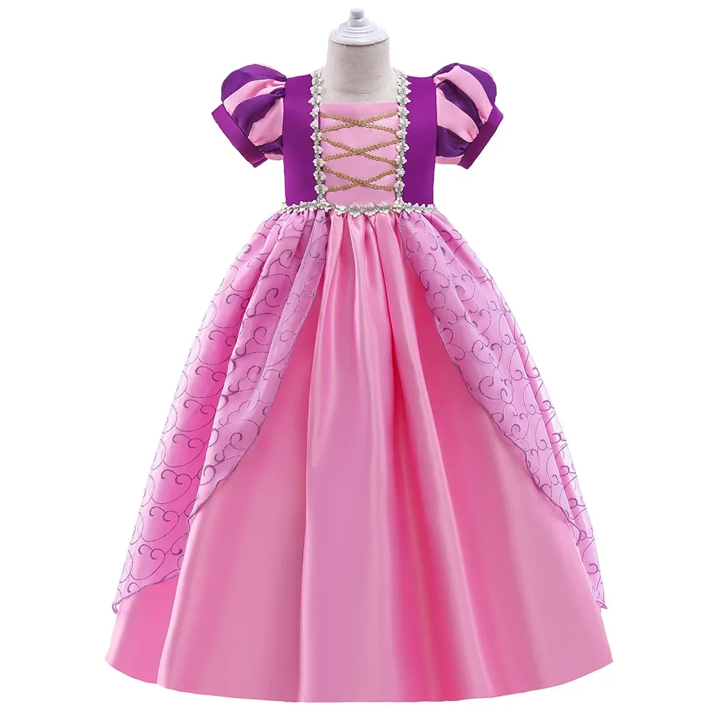Girls Princess Cosplay Rapunzel Dress Kids Tangled Costume Fancy Purple Luxury Mesh Clothes Birthday Carnival Party Ball Gown