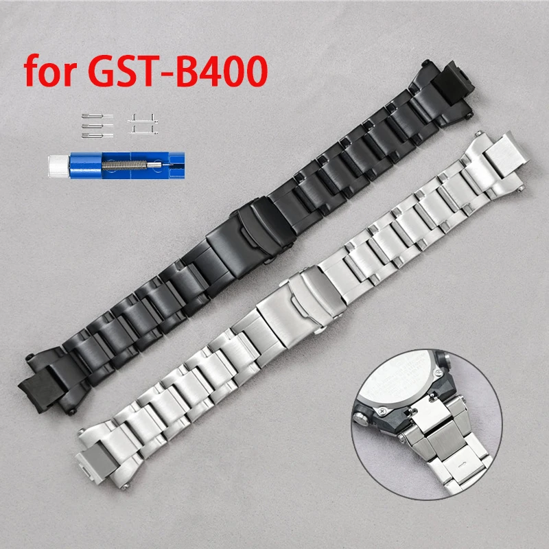 Solid Stainless Steel Strap for Casio G-Shock GST-B400 Series Metal Watch Band Men Modified Quick Release Bracelet Accessories