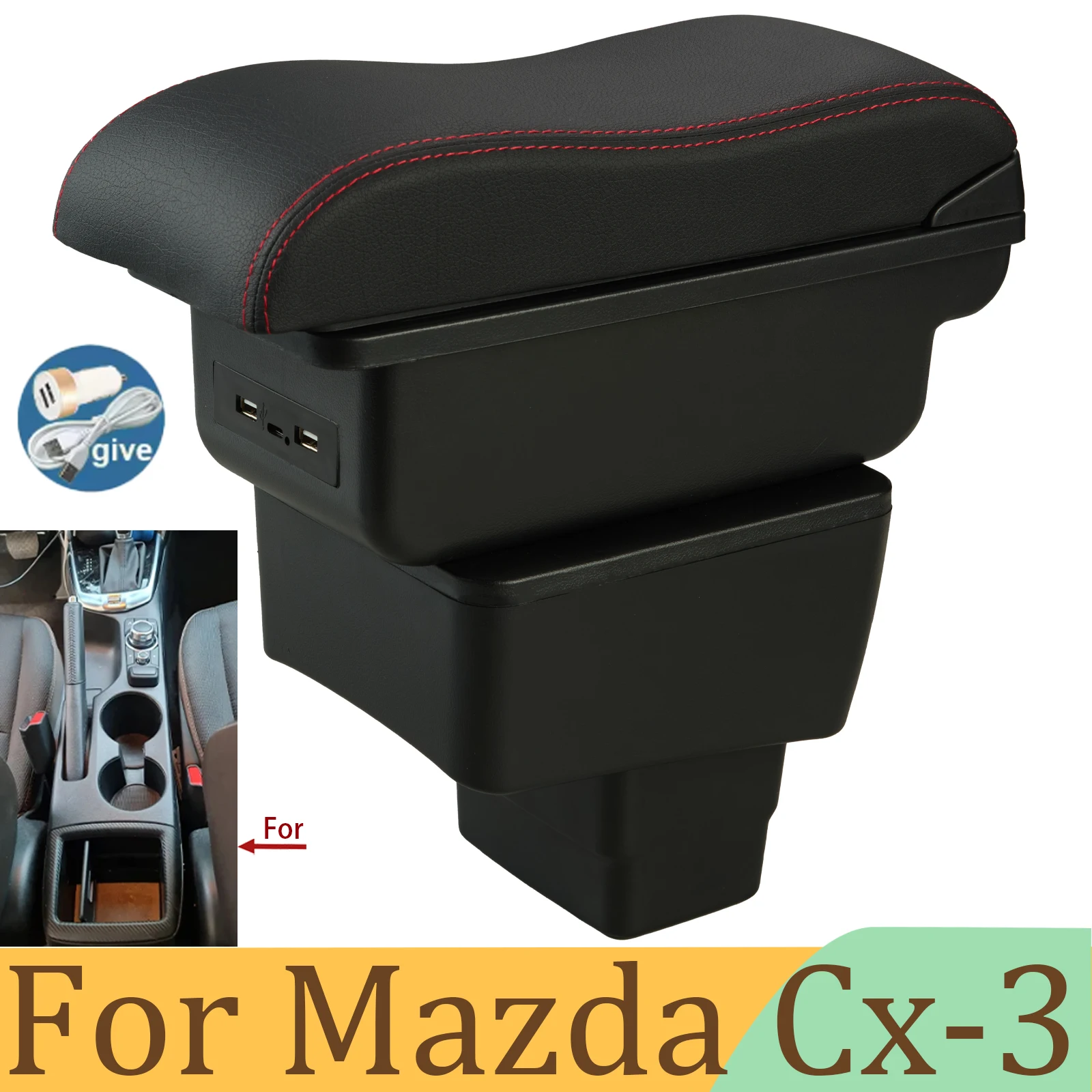 For Mazda CX-3 Armrest Box Retrofit for Mazda 2 Skyactiv Version CX3 CX 3 Car Armrest Auto Storage Box Dedicated Car Accessories