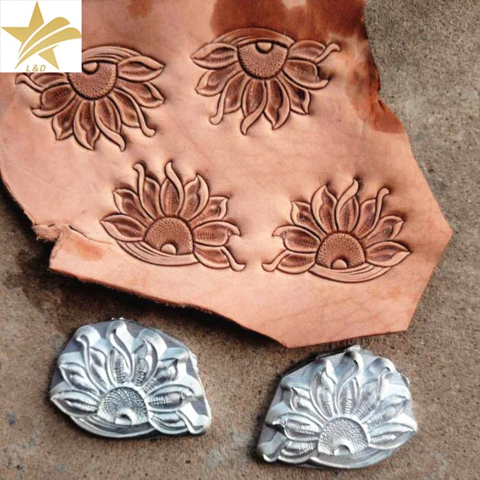 

2pcs Set 3D Sunflower Leather Stamp Carving Embossing Tool, Aluminium Alloy Carving Mold Leather Stamps Craft Material