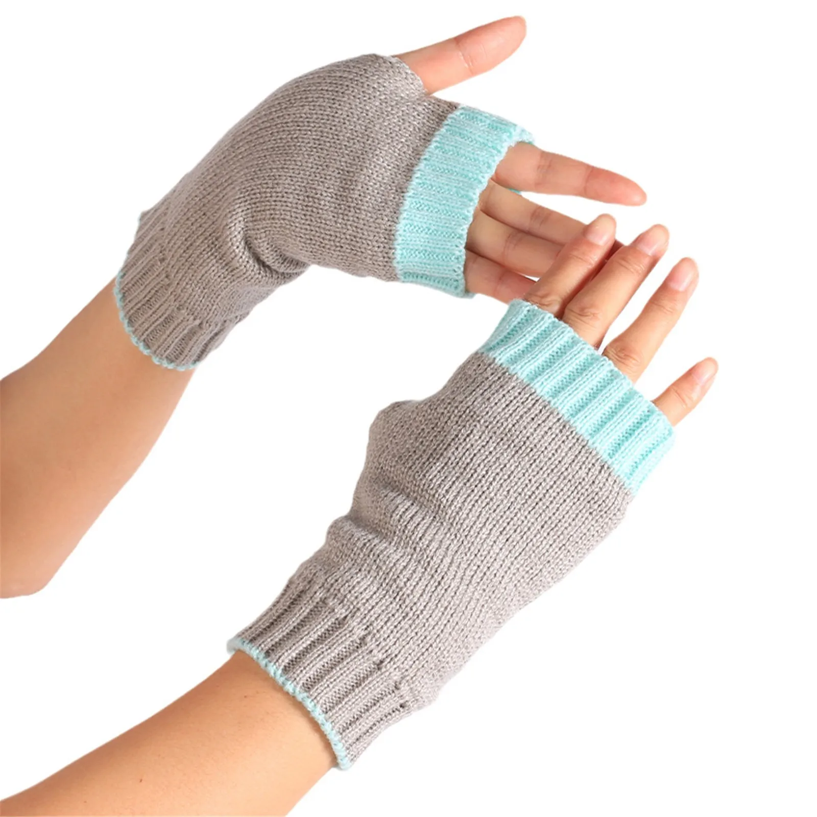 Guantes verdes divertidos para hombres y mujeres, mitones de punto, accesorios de Cosplay, Guantes cálidos sin dedos para brazo y muñeca