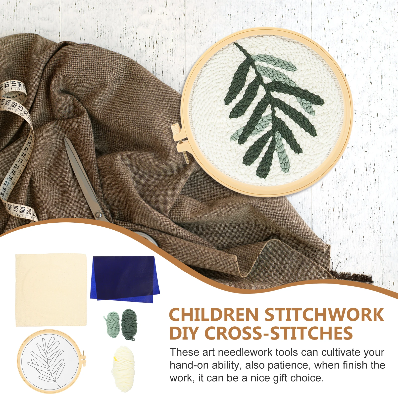 

Embroidery Material Kids Stitchwork Plastic Sewing Embroidery Kit Tools Sewing Kit Craft Cross Stitches Needlework Yarn