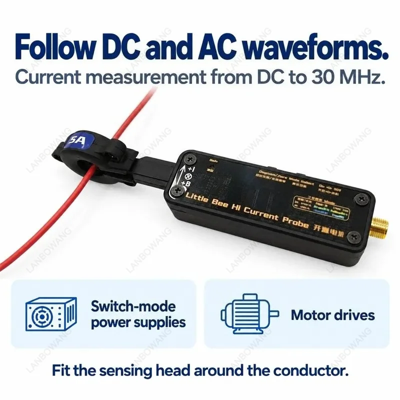 30MHz 5A High Frequency Current Probe DC AC Open Source Clamp Meter For Oscilloscope Testing Tool
