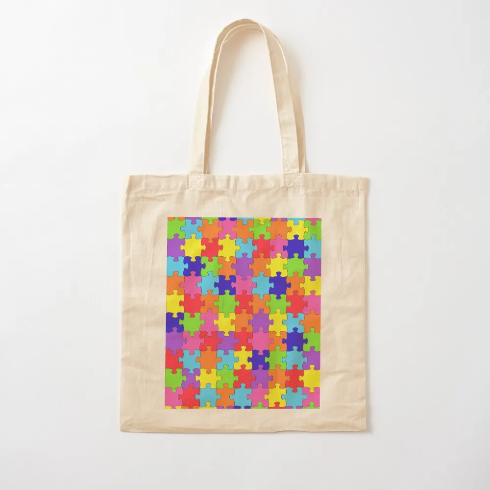 

Colorful Jigsaw Puzzle pattern Tote Bag eco bag folding Shopper handbag Big bag women Canvas Tote