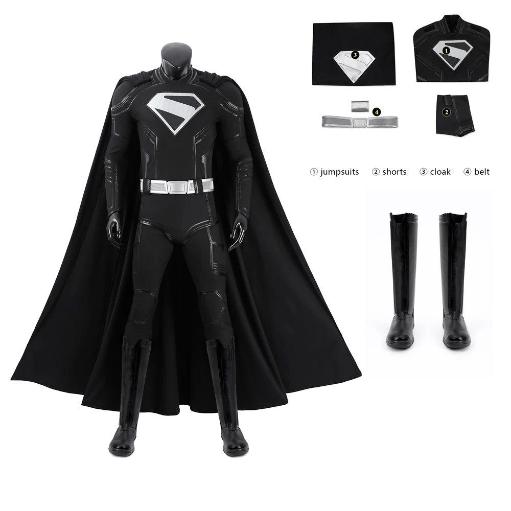 

Взрослый мужчина супергерой Legacy Clark Kent новый черный боевой костюм косплей зентай черный боди комбинезон карнавал Хэллоуин
