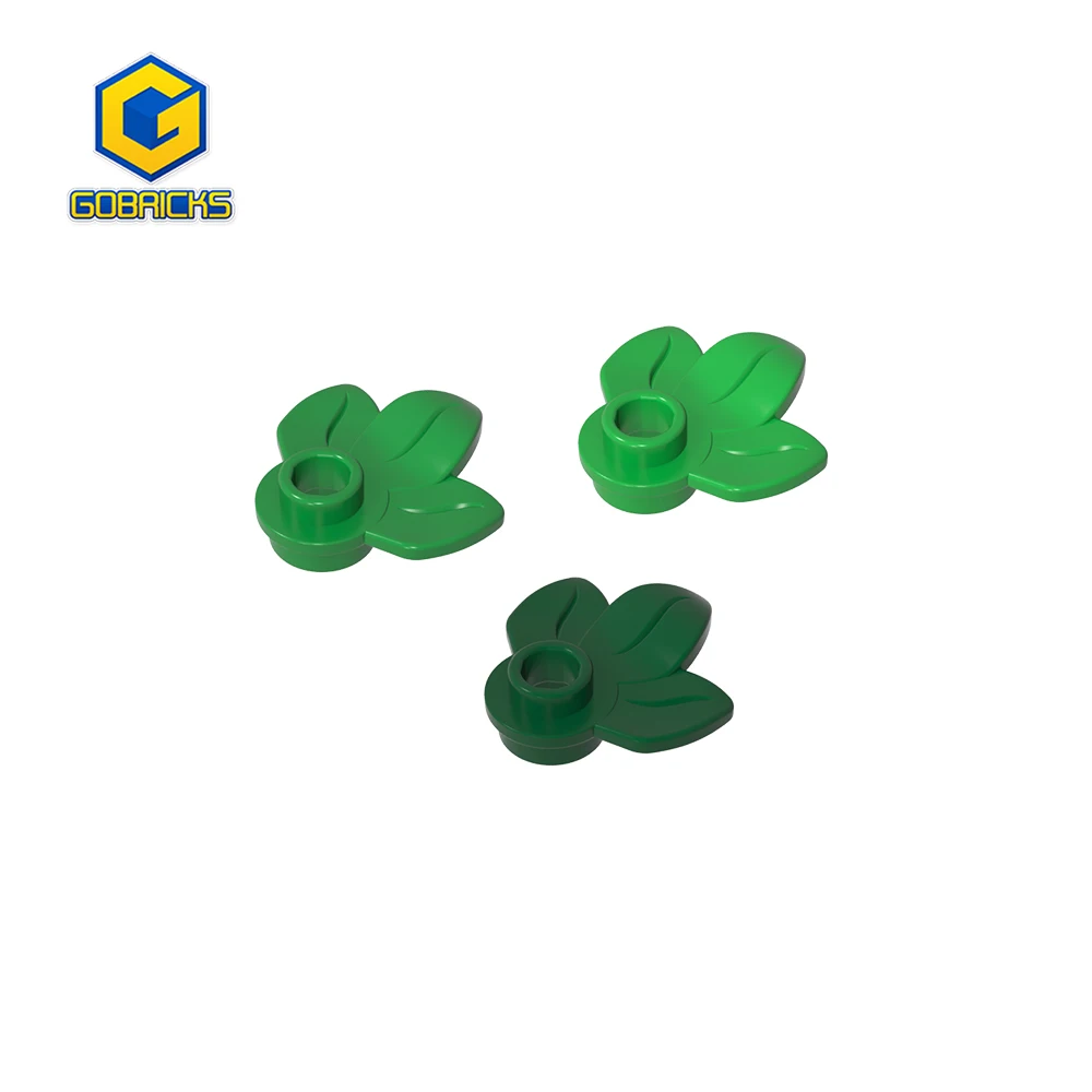 Gobricks 100PCS 32607 3 leafs Plant leaf 1x1 round Building Block Moc Color Compatible with Brick DIY plane Children's Toy