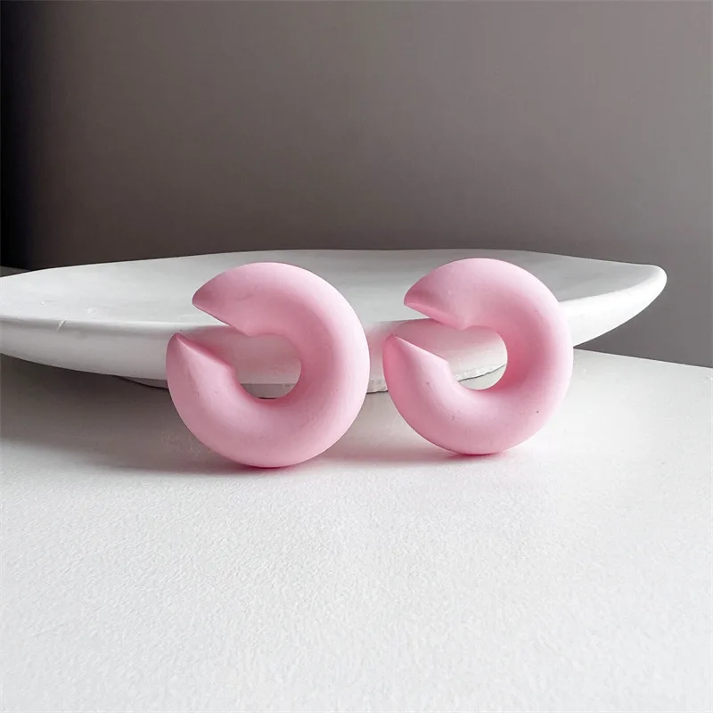 1 Paar Bonbon farbe runde Acryl Ohrclip Ohrringe für Frauen Mode einfache einfarbige Manschette C-förmigen Ohrring weiblichen Schmuck – Detail 16