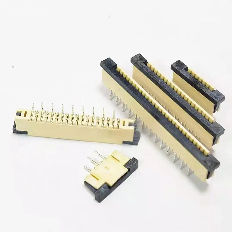 10PCS FFC Cable Connector 1.0mm FPC Socket Dual-Row straight staggered Pin Through-Hole Mount with Lock 4P 6P 8P 10P 12P