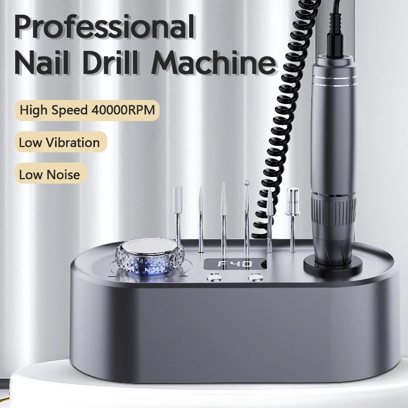 40000RPM Nail Drill Machine For Milling Gel Nail Polish Nail Supplies Professional Nail Lathe With Memory Pause Mode Sander Nail