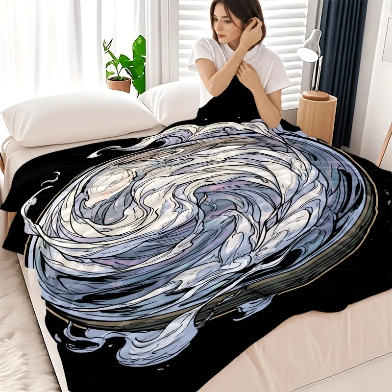 Large Abstract Smoke Vortex Blanket Throw for Couch Decor Artistry Winter Fleece 150x200cm Sofa Blanket Bed Blanket