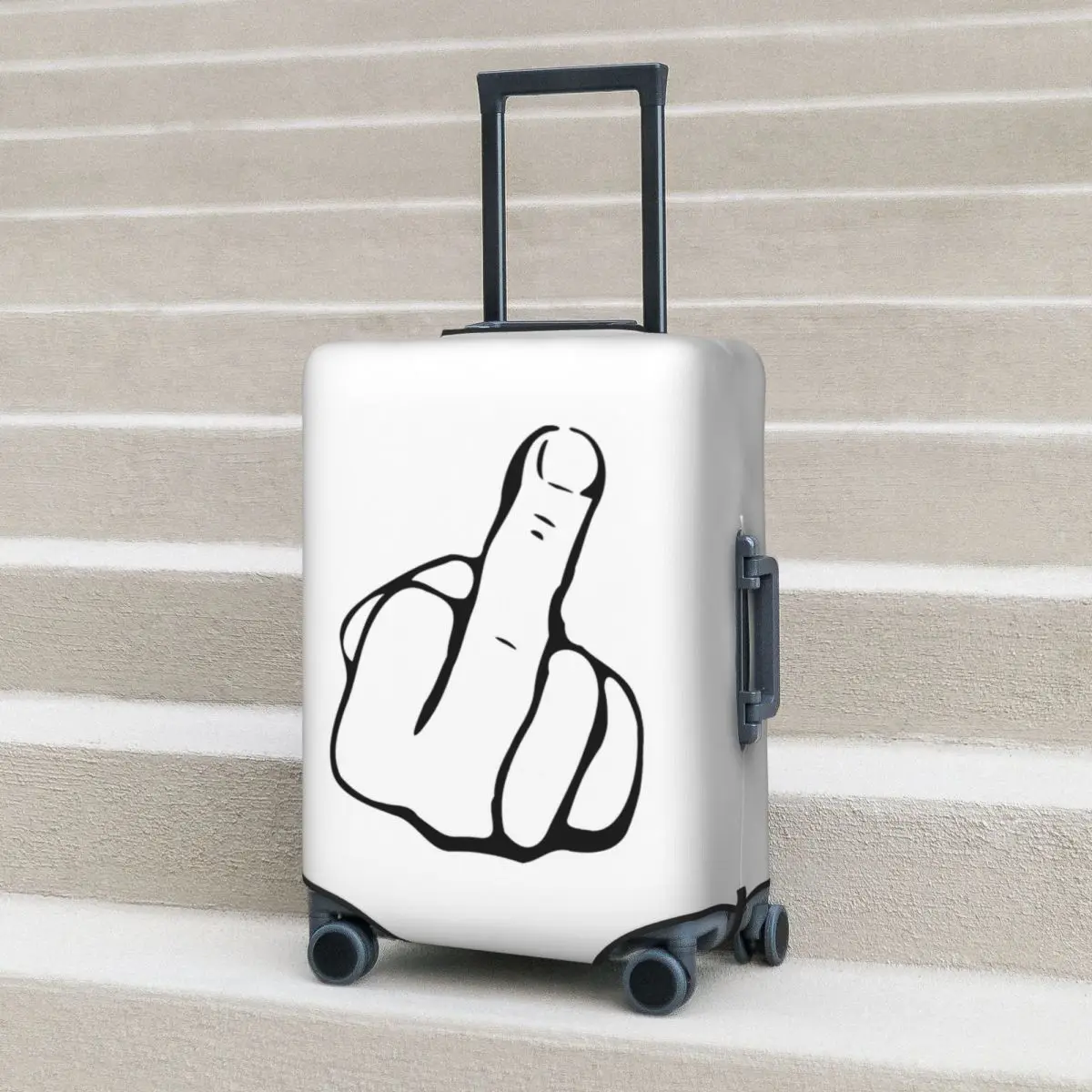 

Hand Gesture Design Middle Finger Shows Middle Fingers SuitcaseCover Protection Elastic Trip Luggage Protector Covers 18-32 Inch
