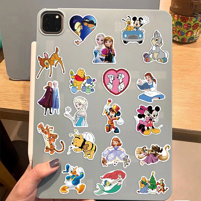 53/106PCS Cute Disney Character Mickey Mouse Princess Cartoon Stickers Aesthetic Laptop Car Mix Anime Sticker Kid Toy