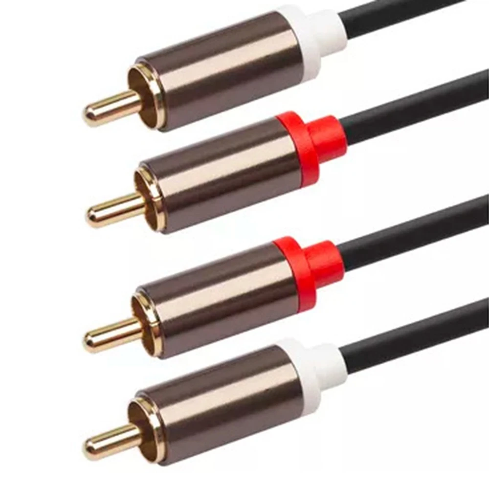 ABSQ-2RCA to 2 RCA Male to Male Audio Cable Gold-Plated RCA Audio Cable for Home Theater DVD TV CD Amplifier Sound Box