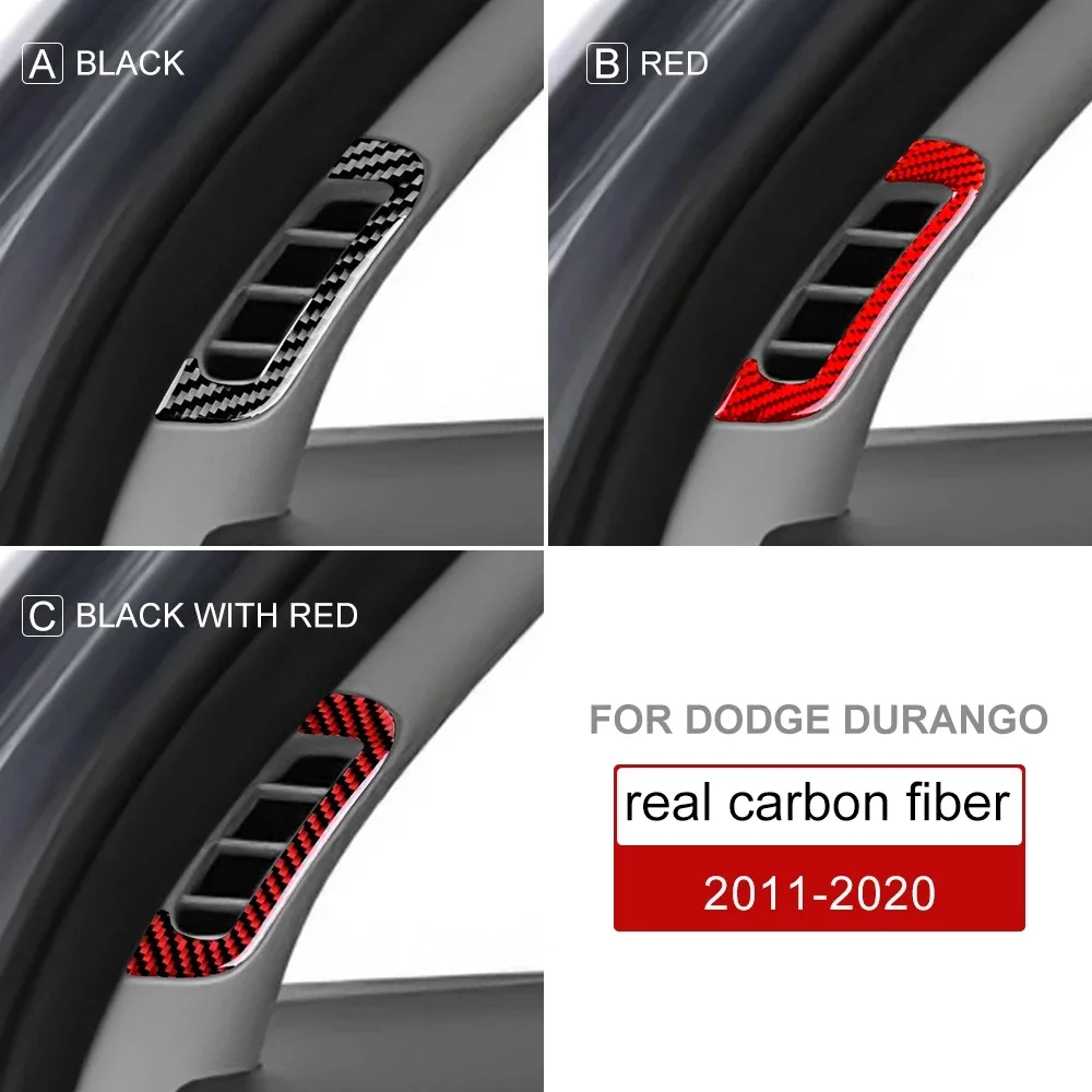 Carbon Fiber Look A-Pillar Air Vent Trim for Dodge Durango 2011- 2020 Interior Dash AC Outlet Cover Frame Styling Kit 4PCS