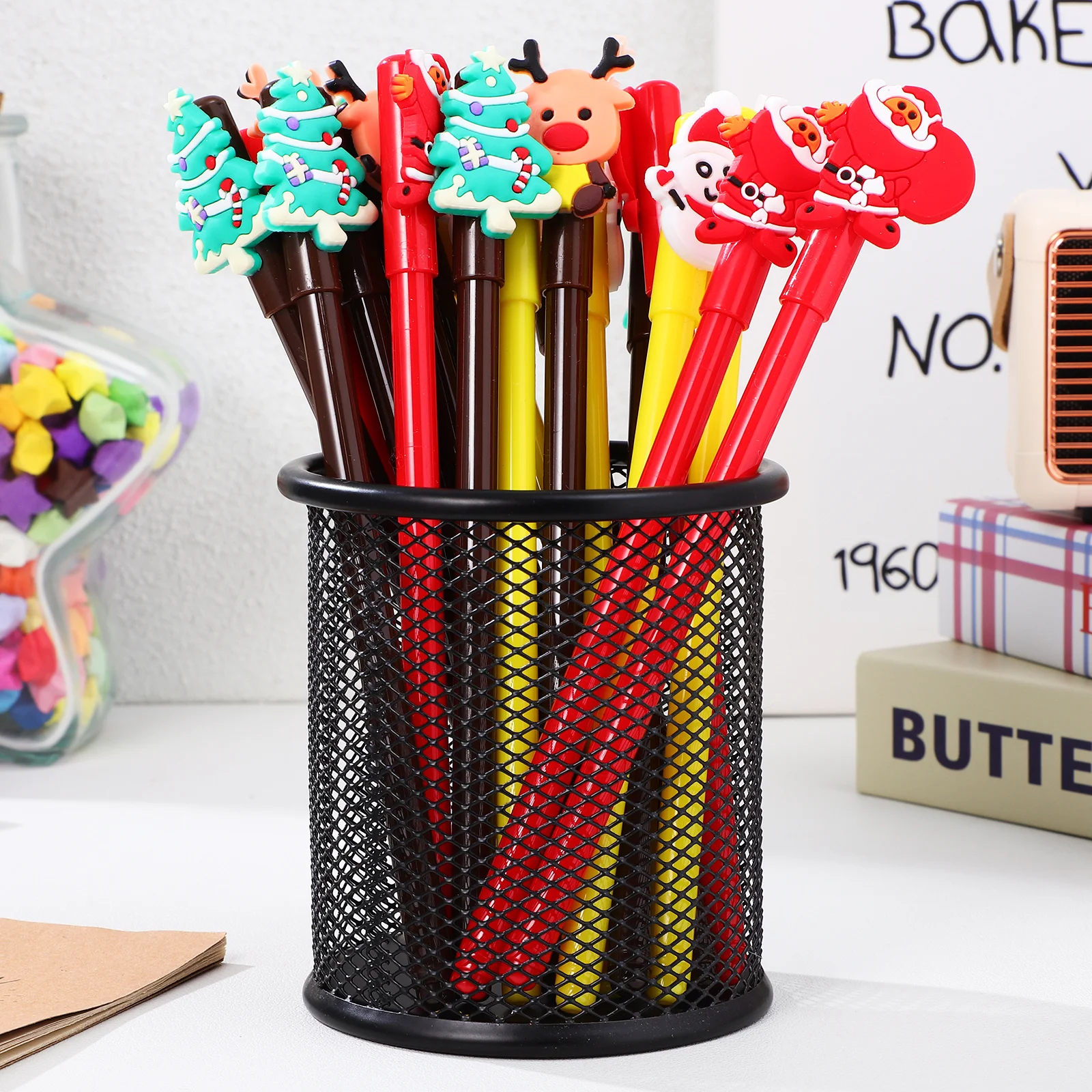 

24pcs Gel Pens Christmas Theme Cute Toppers Smooth Writing Office School Stationery Set For Students Holiday Gift Kawaii Pens