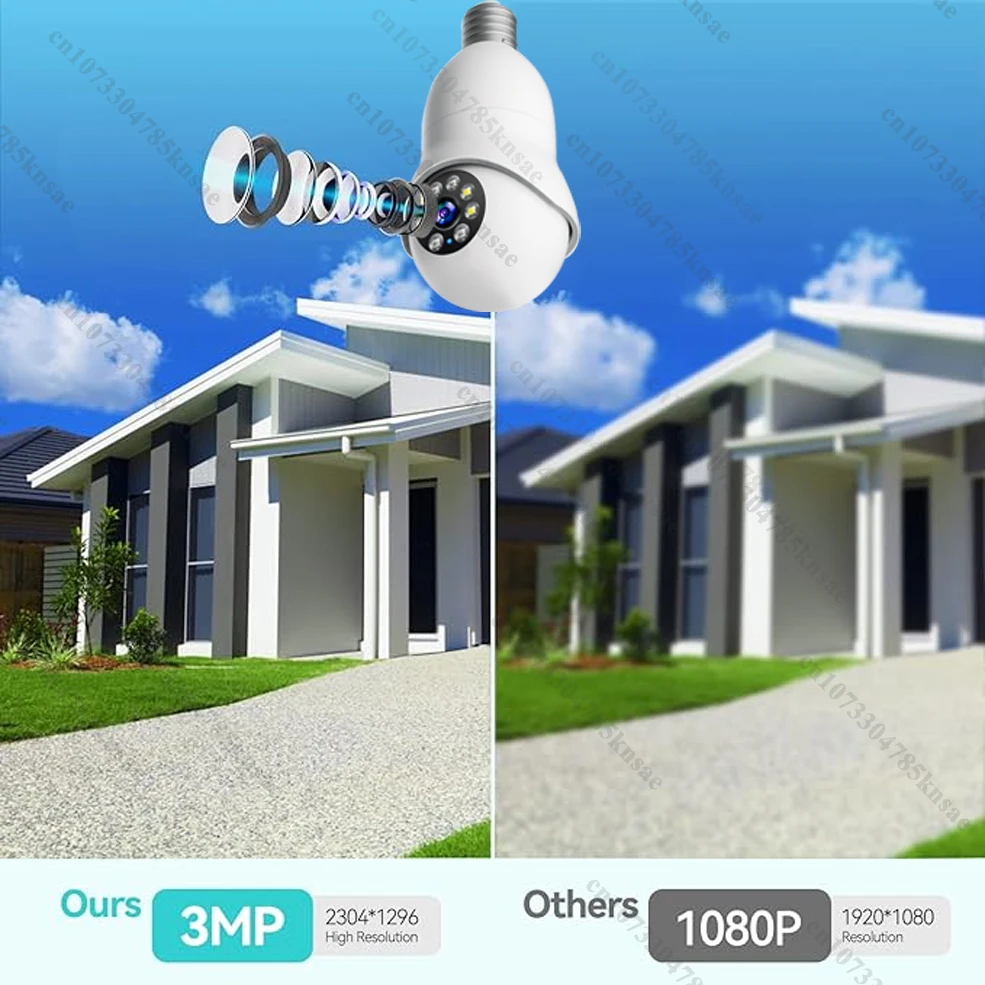 Imagem -02 - Câmera de Segurança Doméstica sem Fio com Visão Noturna Mini Cam para Bebê Vigilância por Vídeo Cctv ip Wi-fi 3mp E27