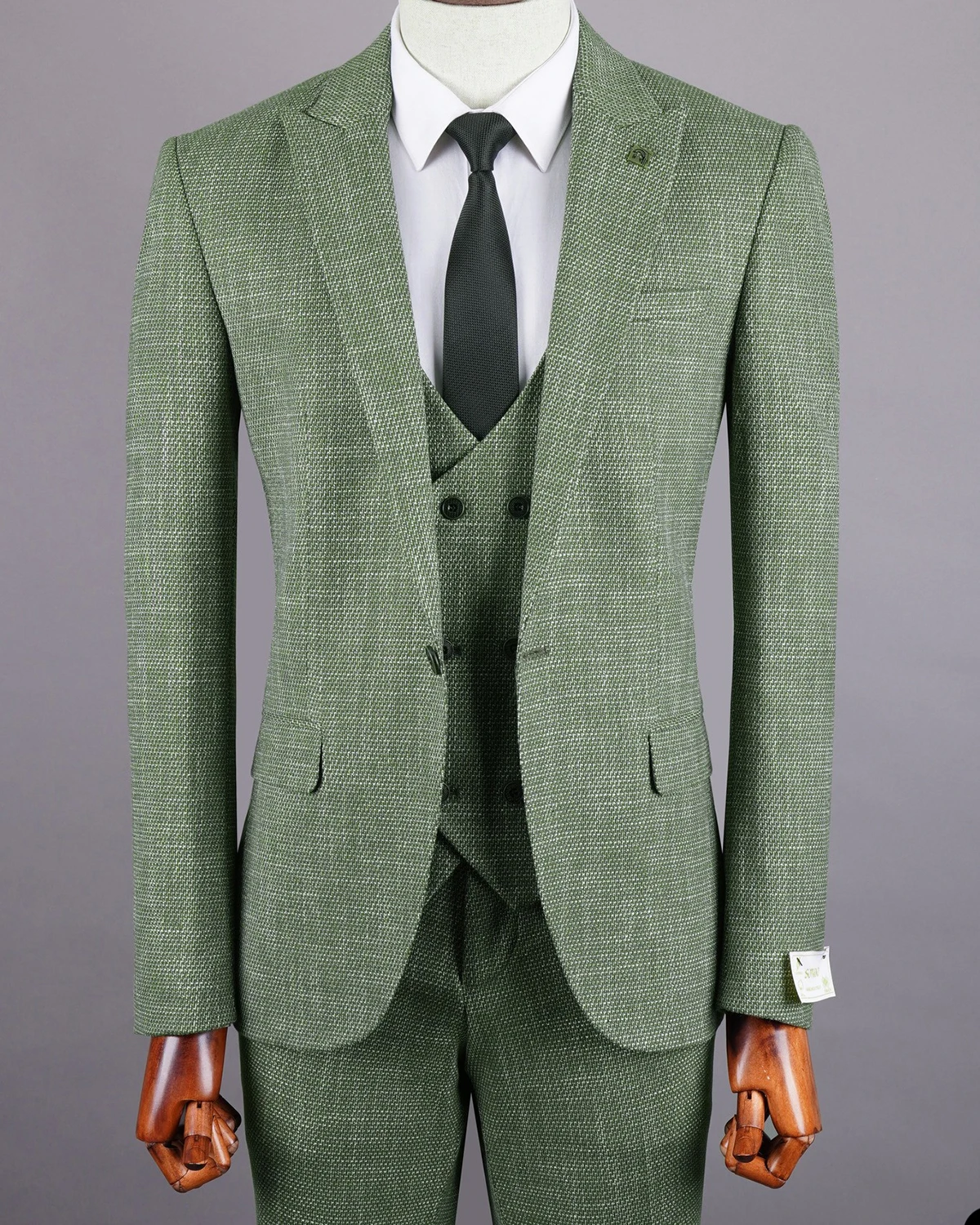 Green Men's Suit 3 Pieces Blazer Pants One Button Peaked Lapel Formal Work Wear New Wedding Groom Formal Tailored Costume Homme