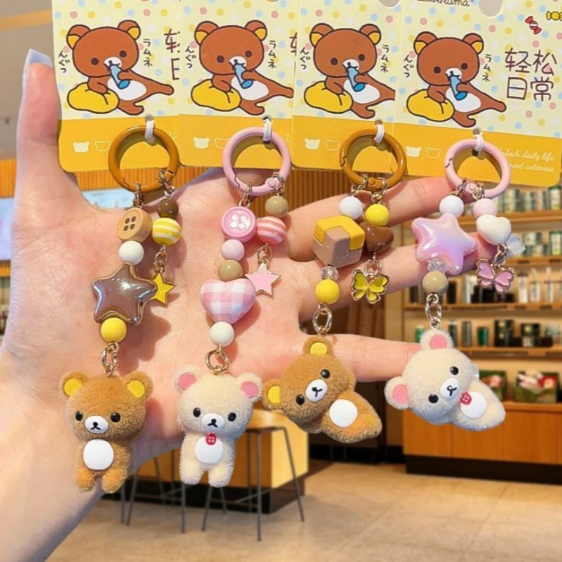 Japan Anime Flocking Button Rilakkuma Mini Backpack Hanging Ornament Camera Mobile Phone Chain Decoration Couple's Birthday Gift