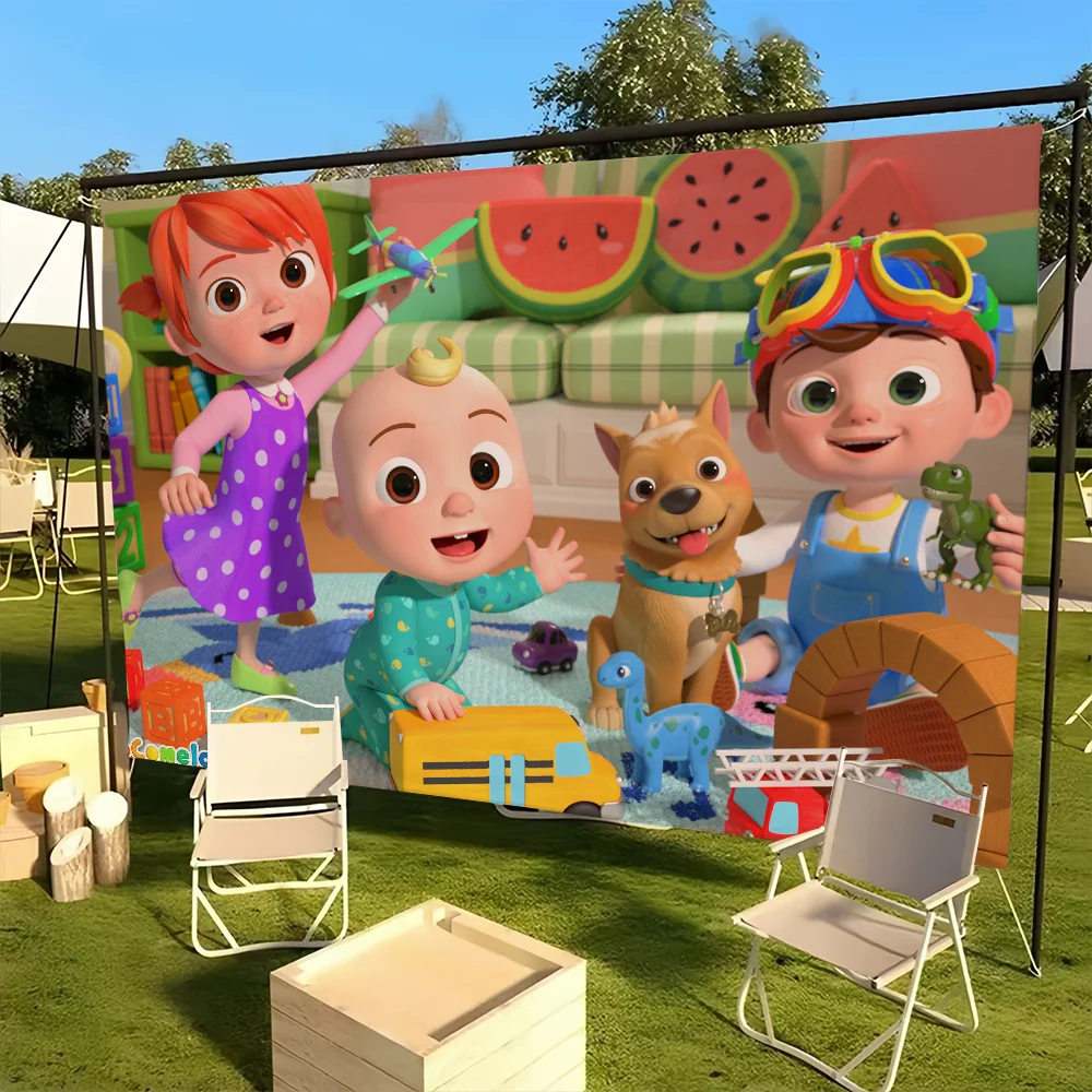 flag For C-CoComelonS Decoration Outdoor Picnic Cute Cartoon Party Art Baby Hanging Home Camping Q Party Banner