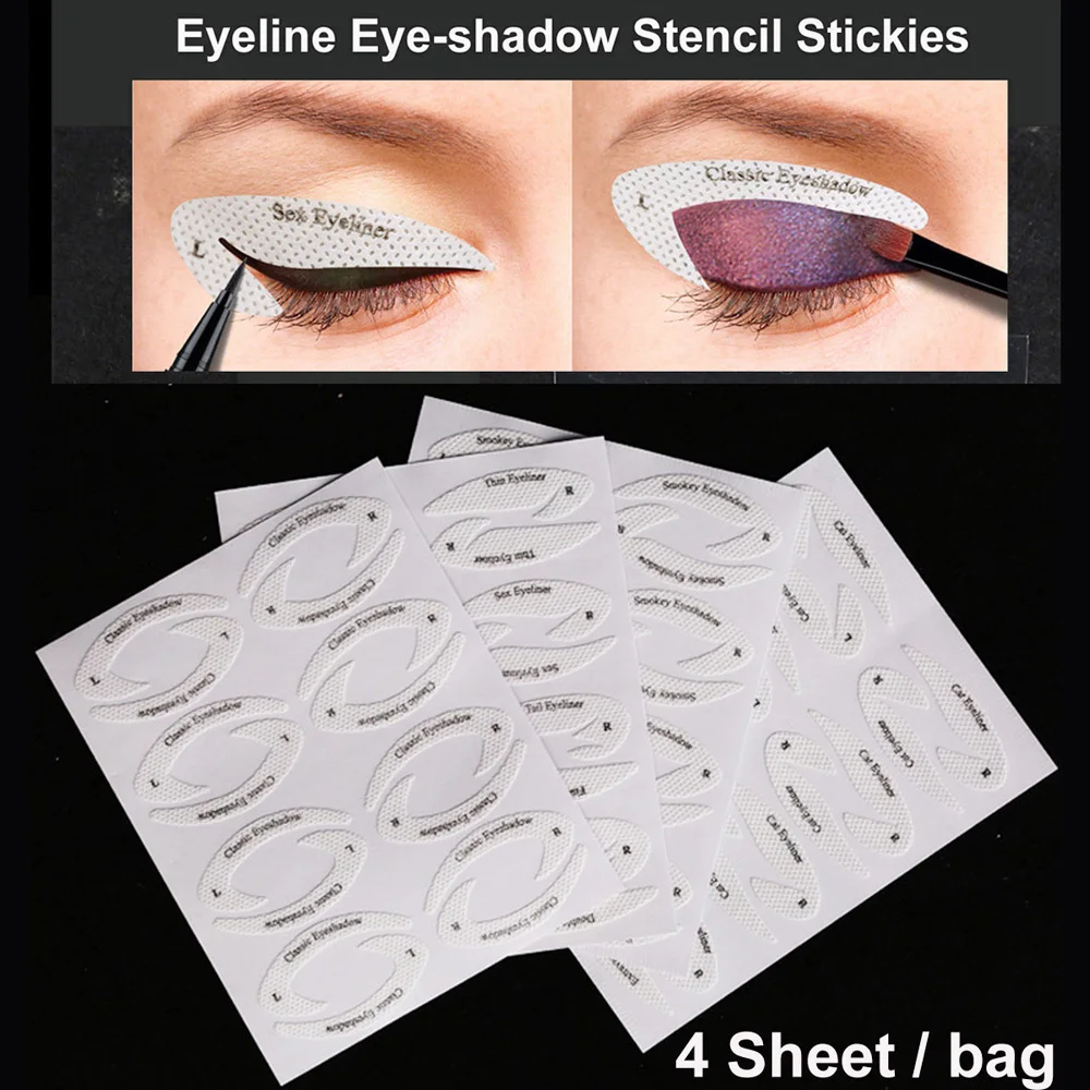 4 fogli modello di trucco adesivo strumenti per stencil per sopracciglia adesivo per stencil per ombretto eyeliner