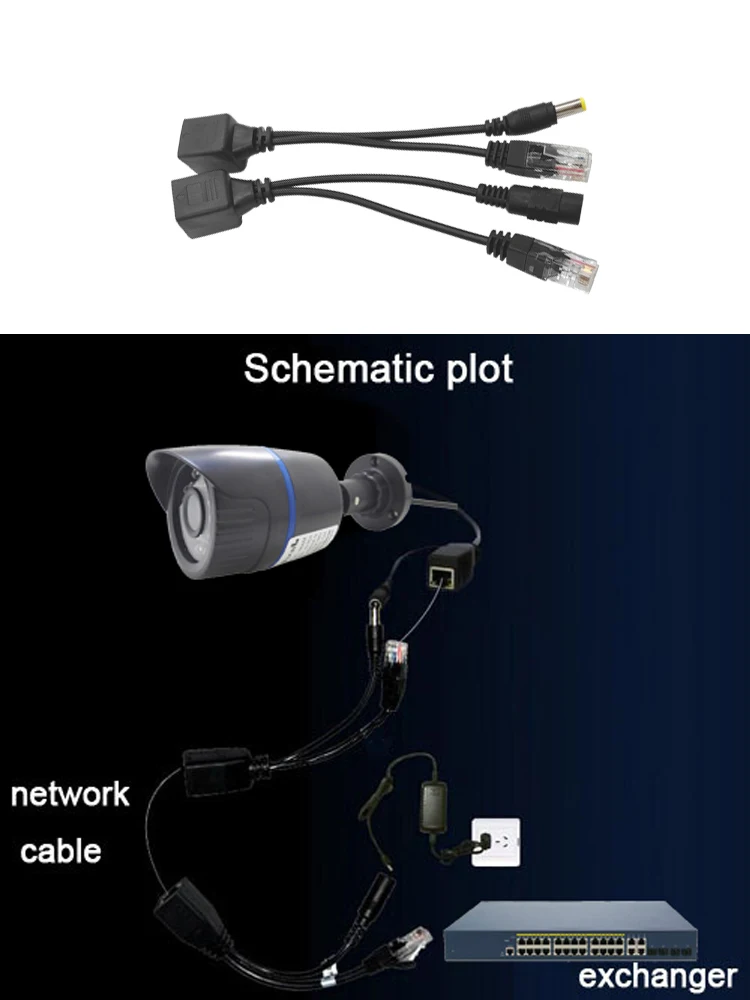 POE Kabel Passive Power Over Ethernet Adapter Kabel Splitter RJ45 Injektor Netzteil Modul 12-48 v Splitter Kit für IP Kamera