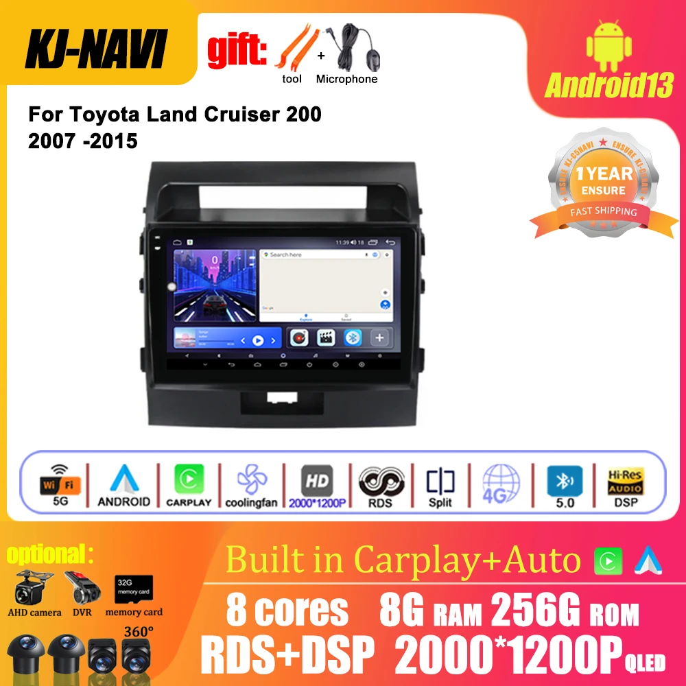 

Android 13 Carplay For Toyota Land Cruiser 200 2007 -2015 Car Radio Autoradio Multimedia Video Player Stereo Monitor Navigation