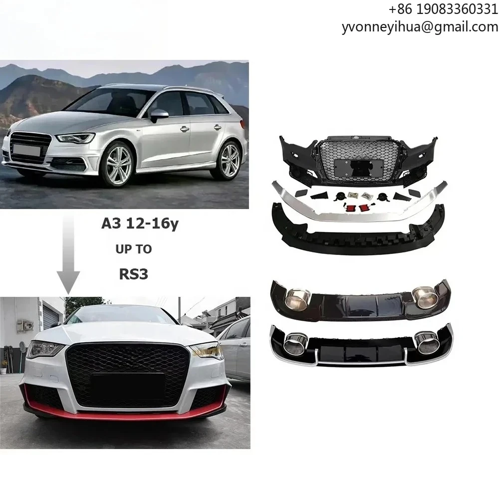 

Body Kit For AUDI A3 2012-2016 Year Upgrade To RS3 Style Car Bumper Car Accessories Auto Tuning Parts Rear Diffuser With Exhaust