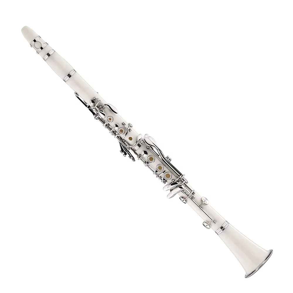 Plastic Body Nickel Keys Clarinet Leather Case JYCL301WH Stainless Steel OEM ABS Plastic Engraved Creativeem Cheap Bb 17 White