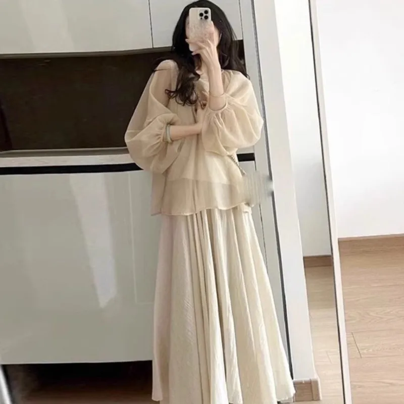 Nouvel ensemble 2 pièces en mousseline de soie pour femmes enceintes, haut et jupe, ensemble de vêtements de maternité respirant pour l'été, LJ347