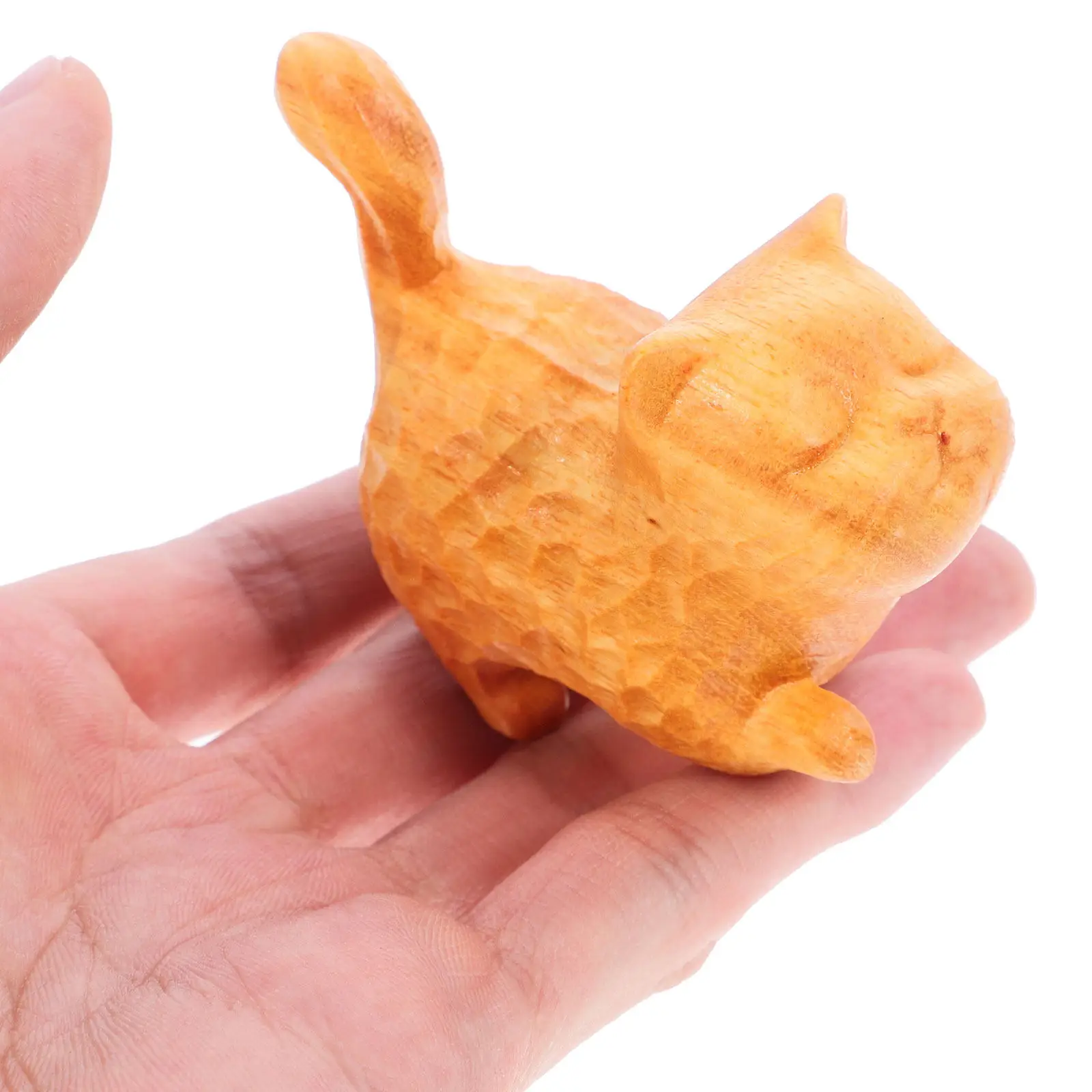 

Wooden Cat Sculpture Solid Wood Walking Kitten Desktop Decoration Rustic Vintage Wood Cat Ornament for Office Home