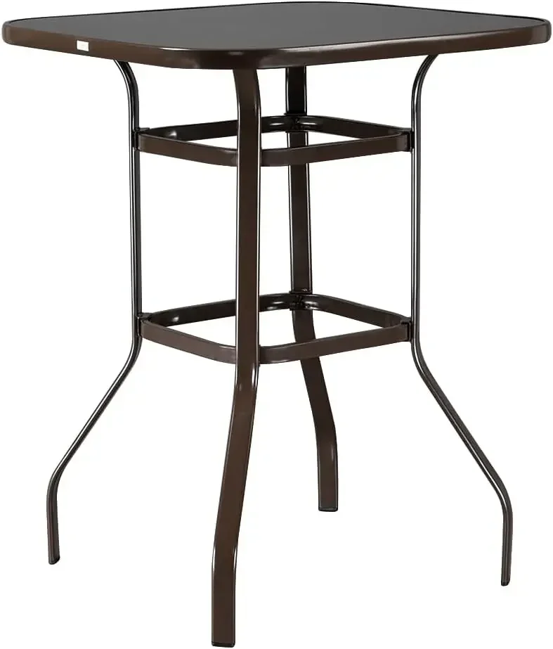 

Outdoor Patio Bar Height Table, 40.5’’ Height High Top Outdoor Table for Patio, Backyard, Poolside and Garden (Brown)