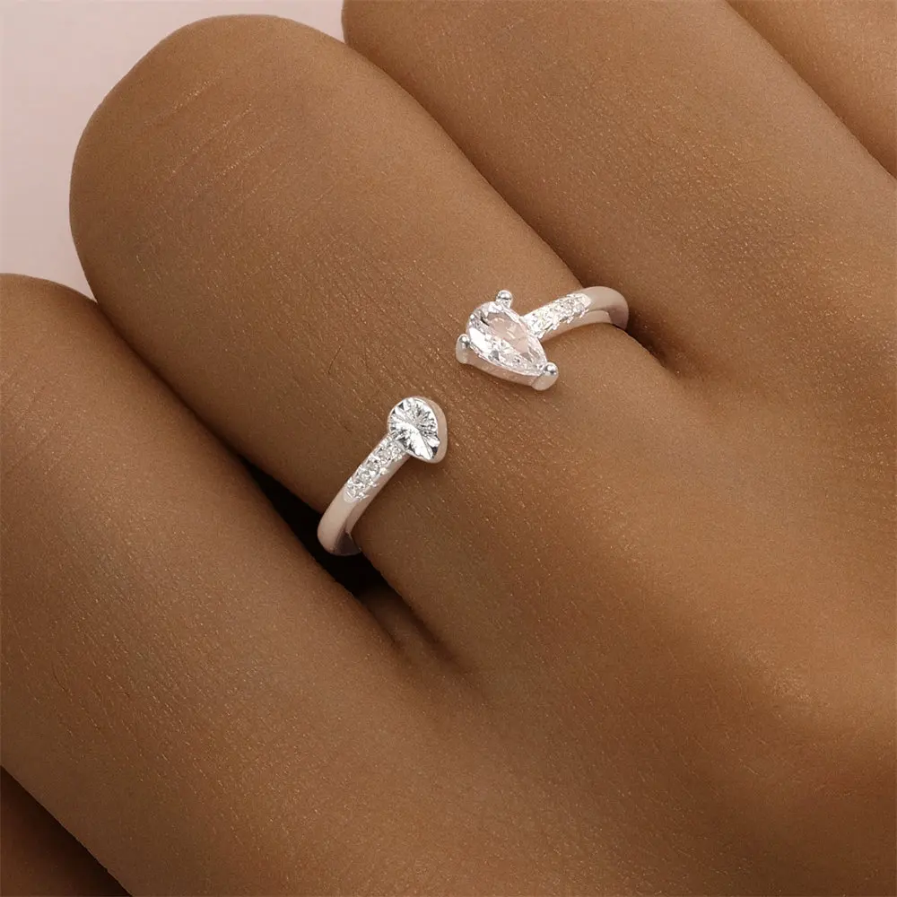 BOAKO-Anillo de Plata de Ley 925 para mujer, sortija de circonita con forma de gota de agua, a la moda, para boda, bisutería de lujo, 2024