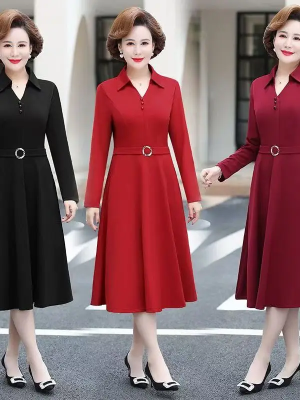 

Длинная юбка миди для женщин среднего возраста, осенне-весенняя, с высокой талией, А-силуэт, повседневная деловая одежда