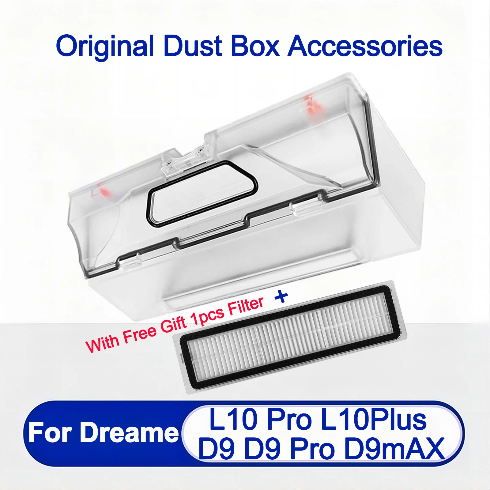 

Original Dust Box Replacement Parts For Dreame Bot L10 Pro，L10 Plus，D9，D9 Pro，D9 Max Robot Vacuum Cleaner Dust Bin Accessories