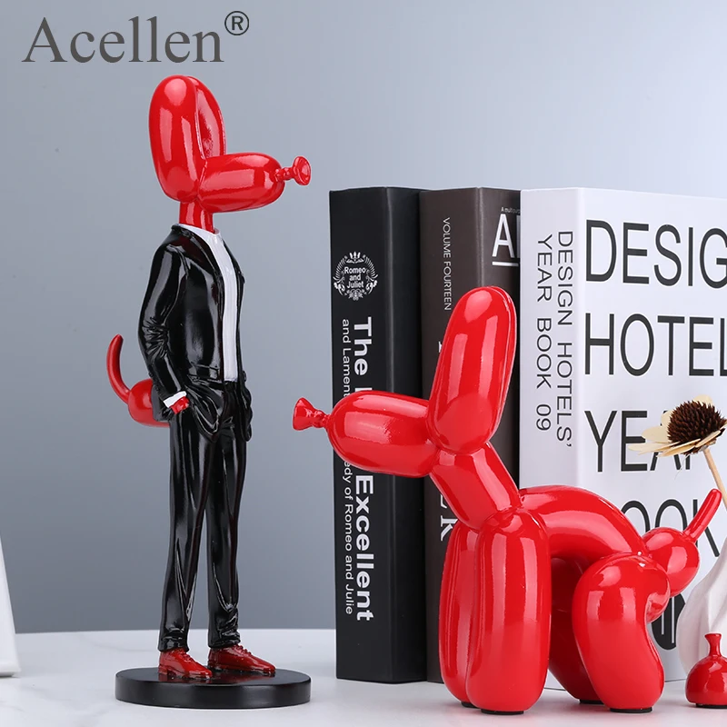 Gentleman Balloon Dog Statue, Resin Sculpture, Home Decor, Modern Nordic Home Decoration Accessories, Living Room Animal Figures