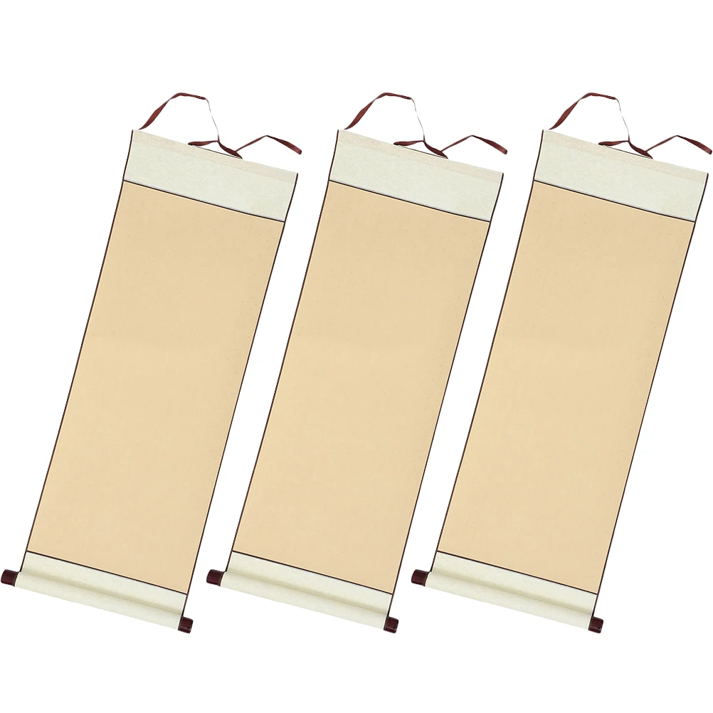 

3 Pcs Scroll Blank Rice Paper for Writing Scroll For Painting Painting Vintage Caligraphy Paper Parchment Storage Display
